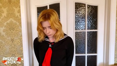 Бащината къща наказва ученичката трудно за лошото обучение - Spanked and Mouthfucked